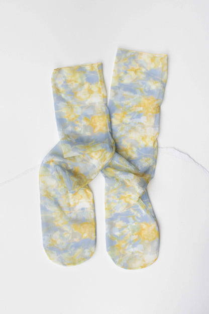 Sheer Patterned Crew Socks