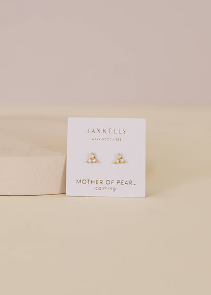 Trio Cluster Gold Earrings - Pearl