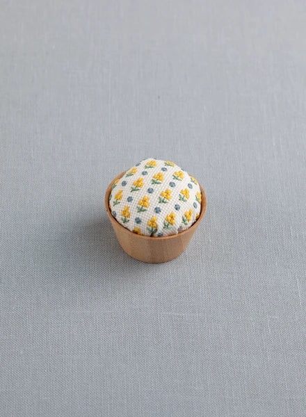 Yellow Flower & Wood Bowl Pincushion Embroidery Kit