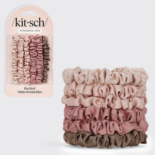 Ultra Petite Satin Scrunchies 6pc - Terracotta
