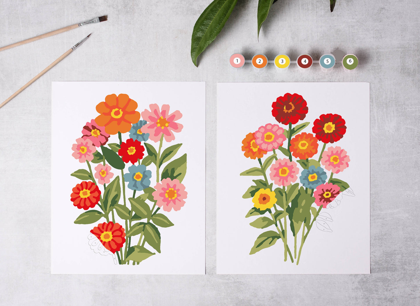 Zinna Blooms Paint-By-Numbers kit