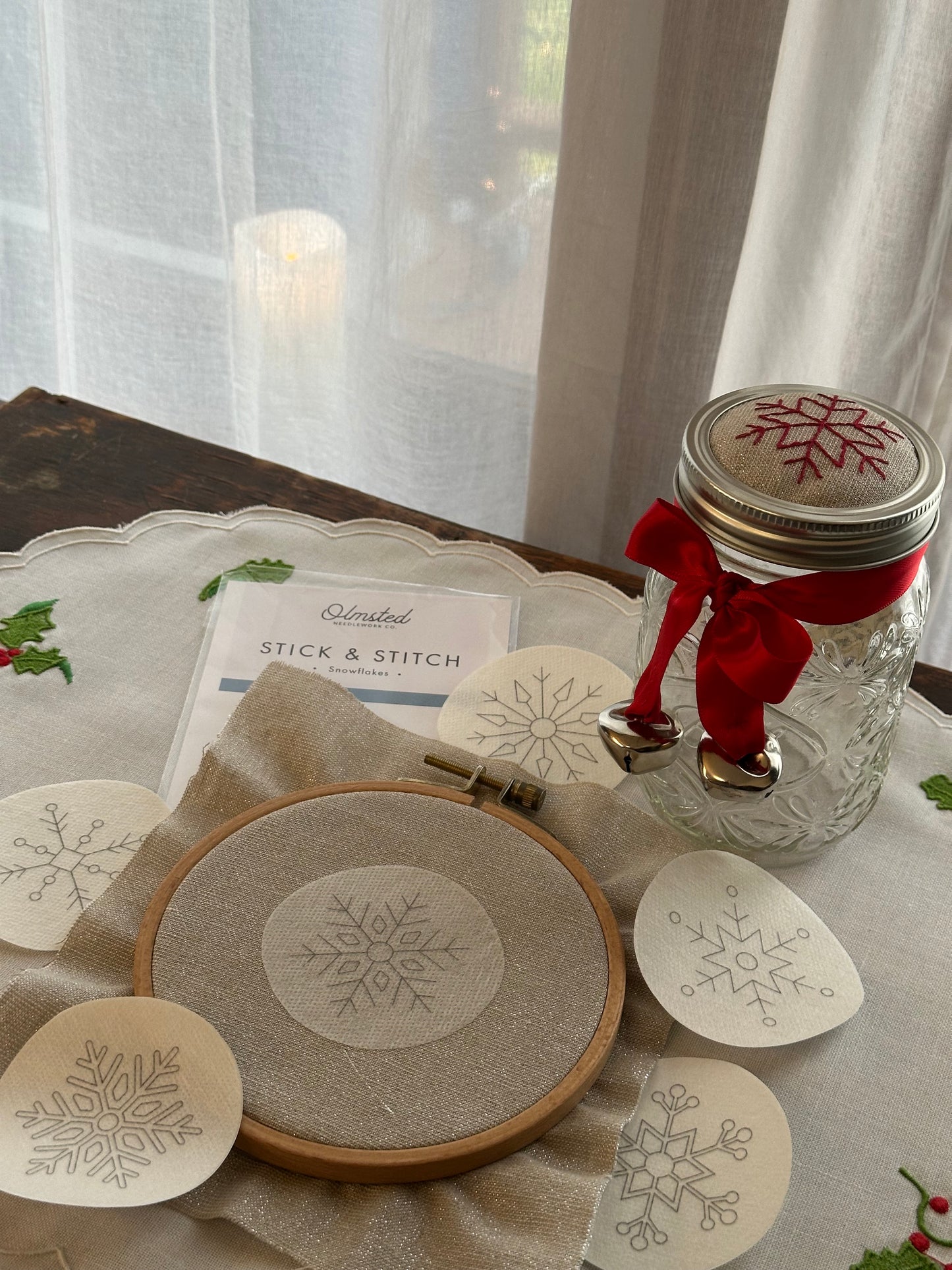 Snowflake Embroidered Jar (Adults & Teens)