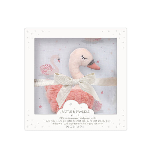 FRENCH SWAN’ BLANKET & RATTLE GIFT SET