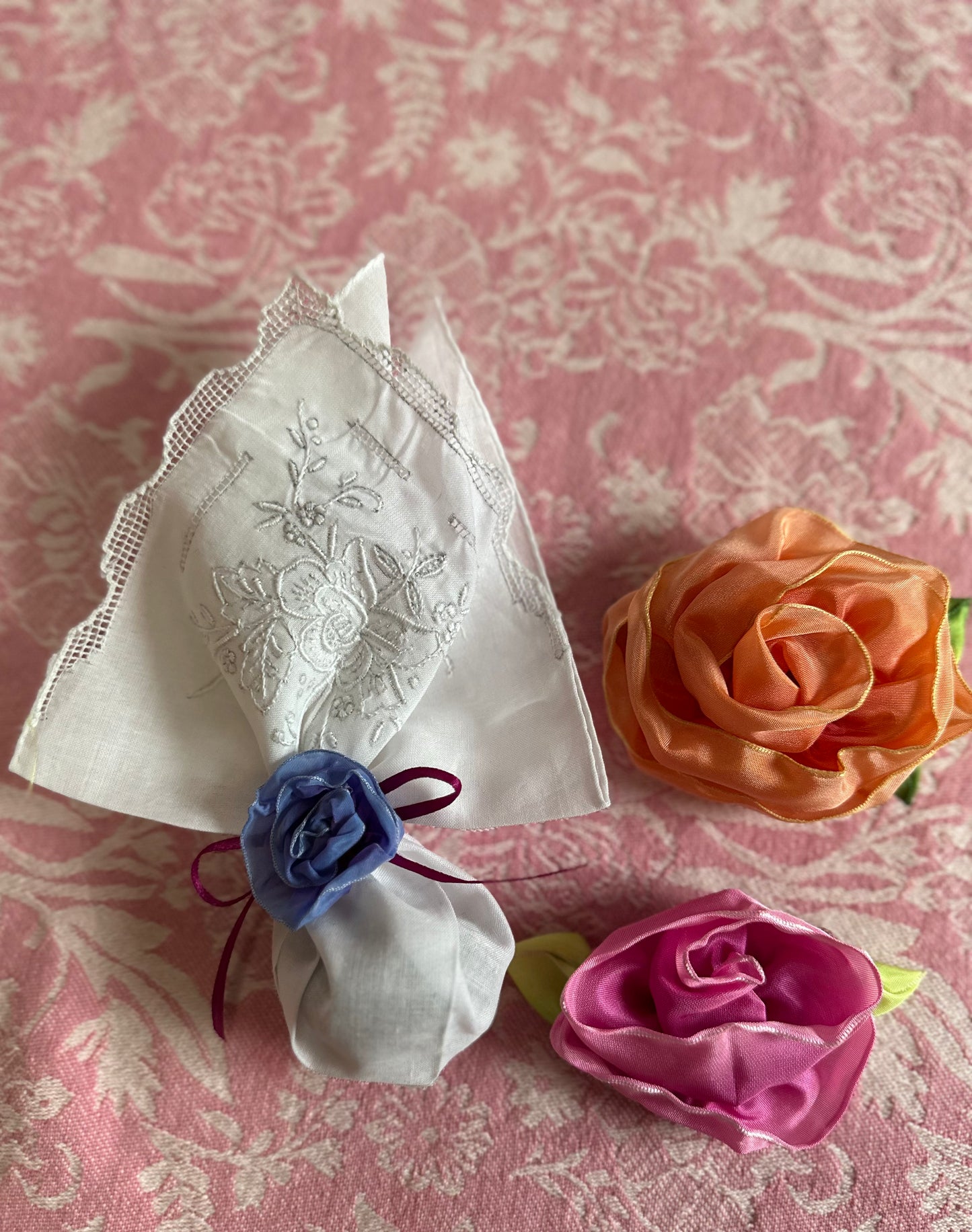 Wired Ribbon Rose Tea Party