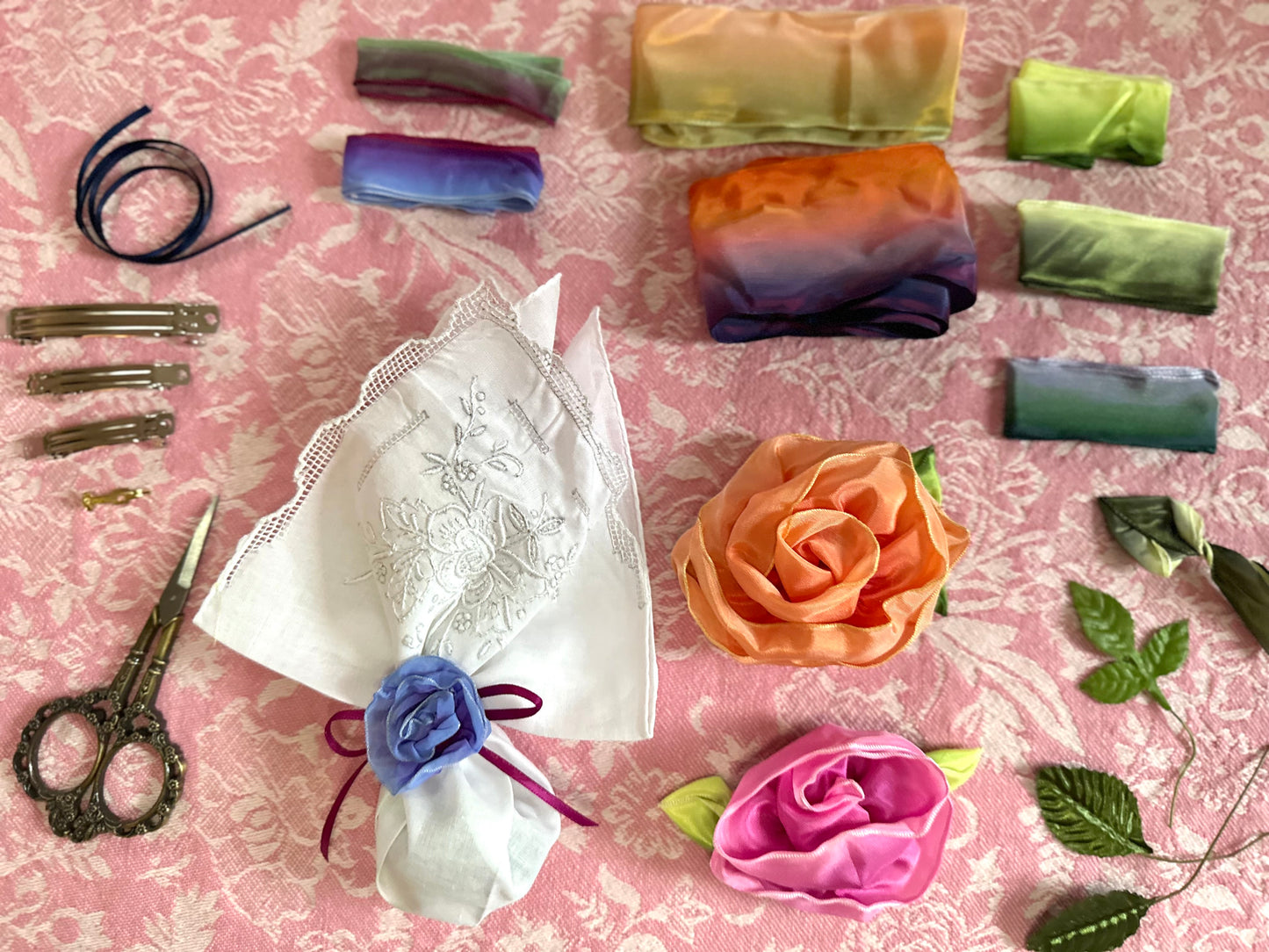 Wired Ribbon Rose Tea Party