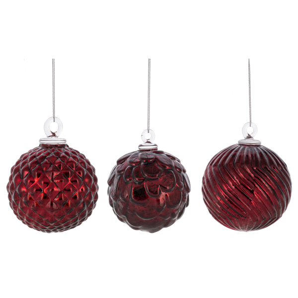 BURGUNDY BALL ORN 6PCPK GLS