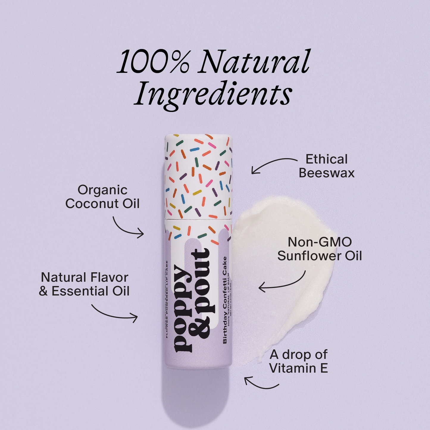 Lip Balm, Birthday Confetti Cake, Purple