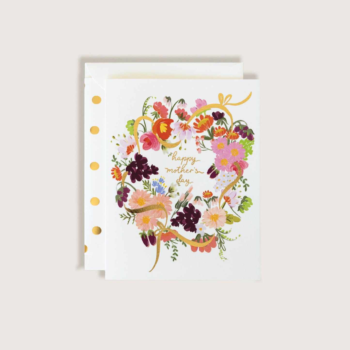 Spring Flowers Wreath Happy Mother's Day Greeting Card