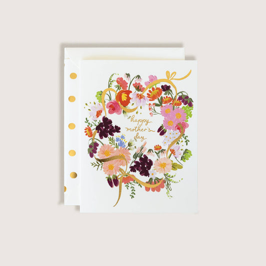 Spring Flowers Wreath Happy Mother's Day Greeting Card