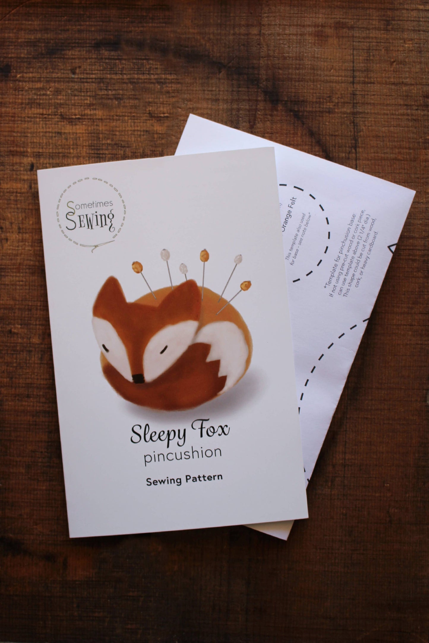 Sleepy Fox Pincushion Sewing Pattern