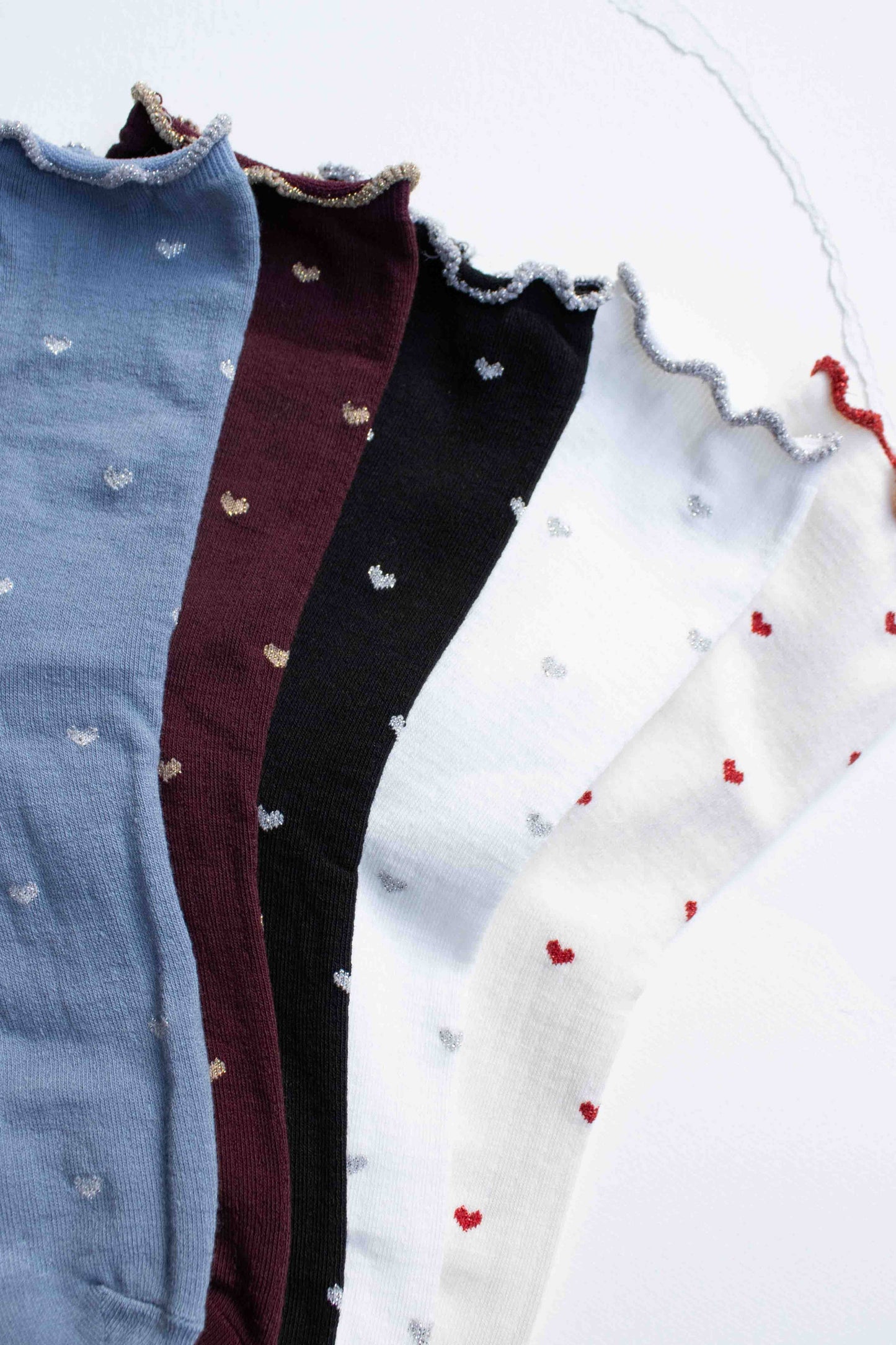 Mini Heart Ruffle Cotton Blend Socks