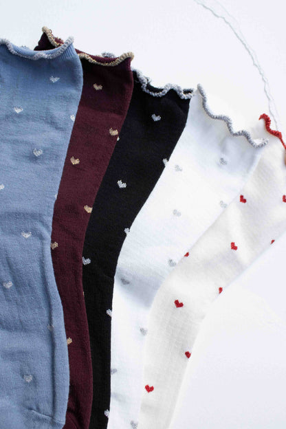 Mini Heart Ruffle Cotton Blend Socks