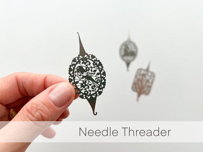 Needle threader for embroidery, cross stitch, sewing