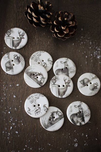 Woodland Animals Ceramic Buttons