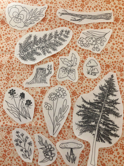 Forest Forage - Hand Embroidery - Peel Stick & Stitch Patter