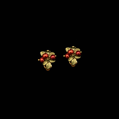 Cranberry 3 Stone Clip Earrings