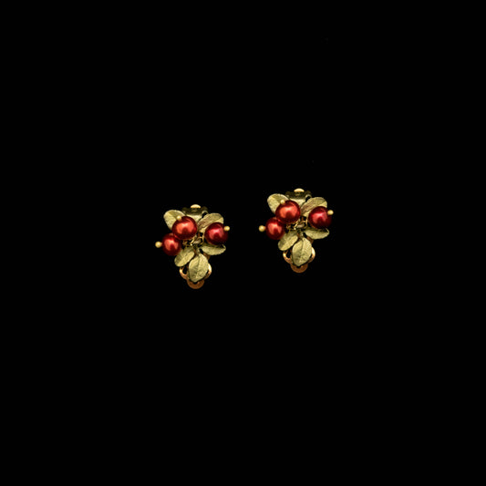 Cranberry 3 Stone Clip Earrings
