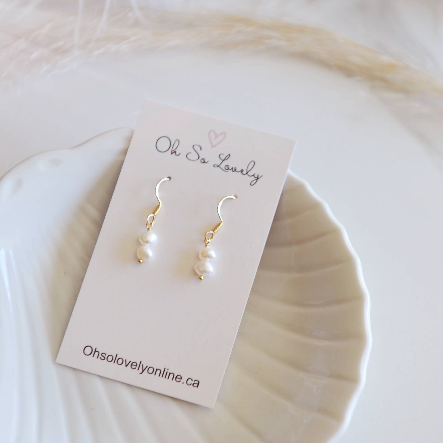 Dainty fresh water pearl earrings, saylor