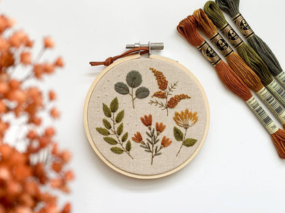 Botanical embroidery kit, beginner embroidery DIY kit