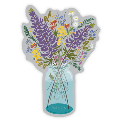 Wildflower Bouquet Sticker: Bright Blooms in Mason Jar!