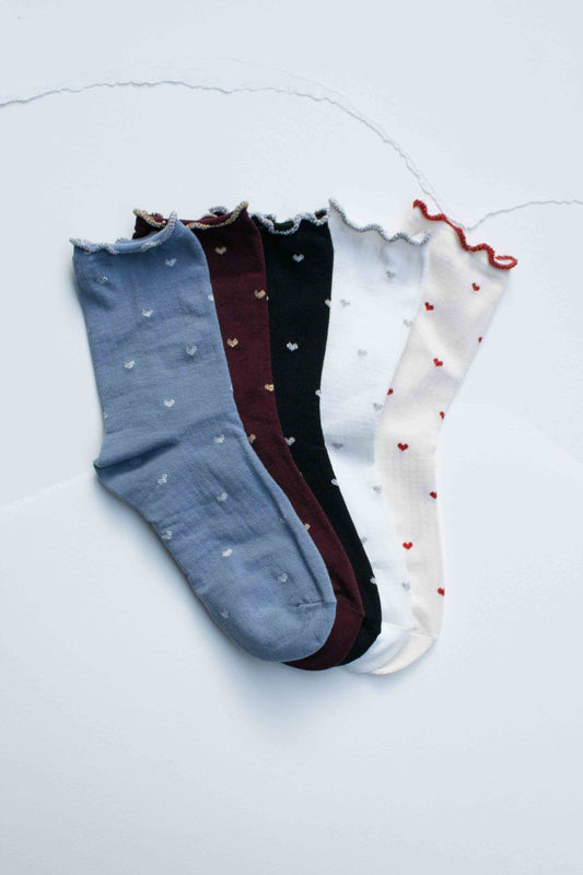 Mini Heart Ruffle Cotton Blend Socks