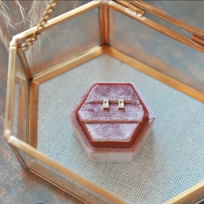 Crystal baguette stud earrings multiple colors