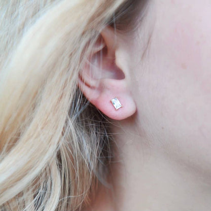 Crystal baguette stud earrings multiple colors