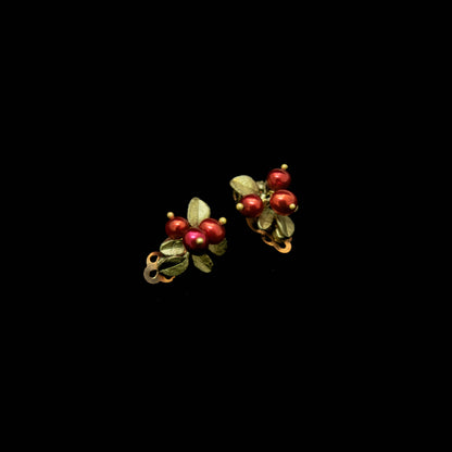 Cranberry 3 Stone Clip Earrings