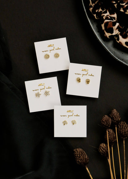 Pave Stud - Mushroom - Gold Earrings