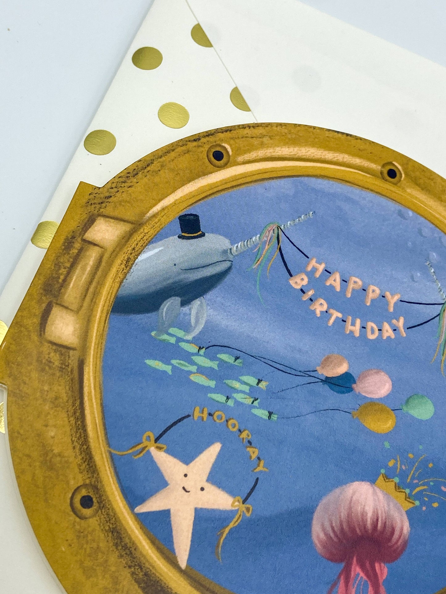 Happy Birthday Porthole Greeting Card with Ocean Animals