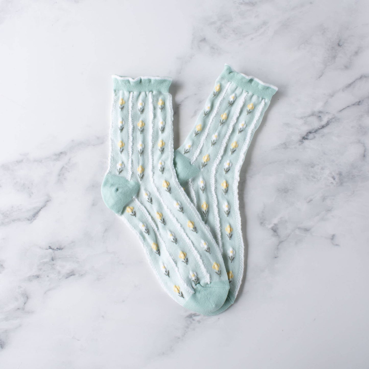 Pastel Color Floral Casual Socks