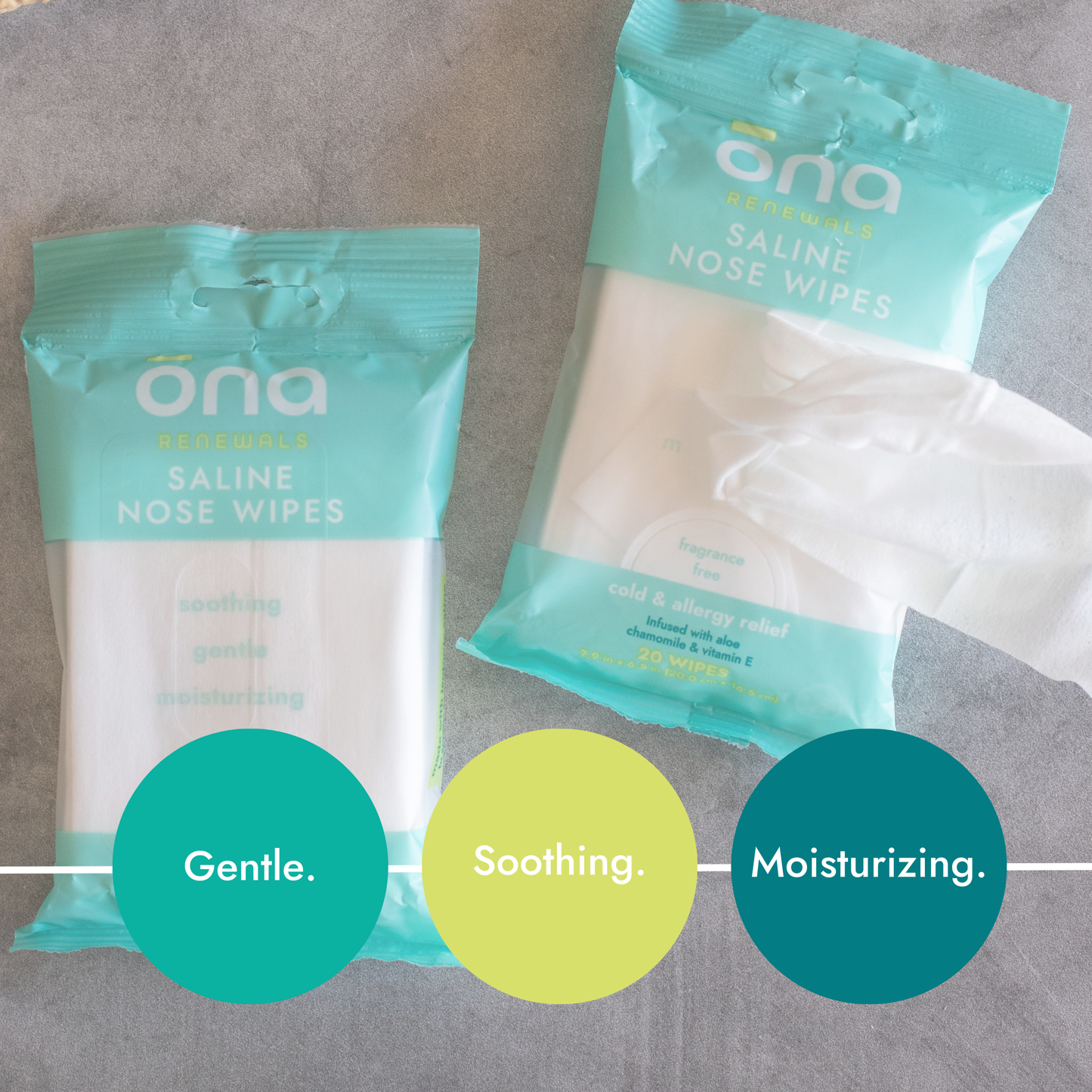 Ona Saline Nose Wipes, Unscented 60ct (3 Pack)
