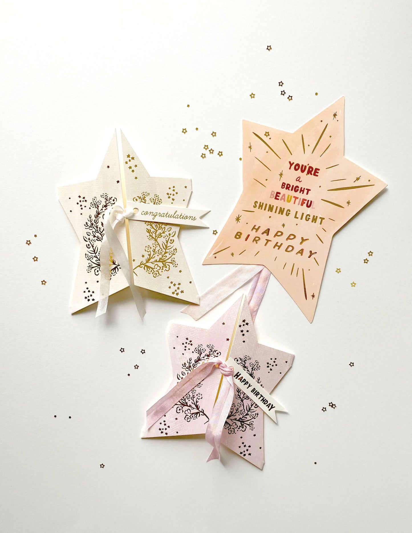 Gold Foil Star w/ Silk Ribbon Congratulations Greeting Card
