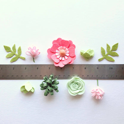 Mini Felt Flower Craft Kit | Coral Sage