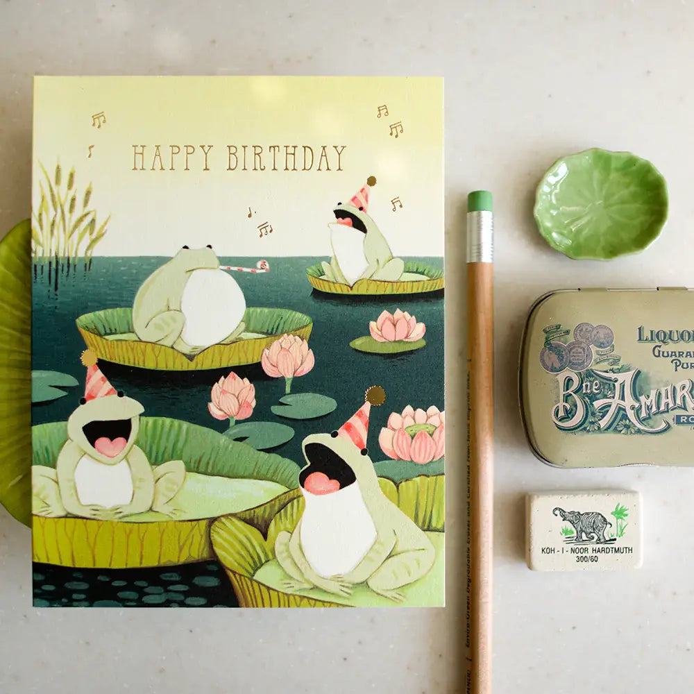 Singing Frogs Birthday Card