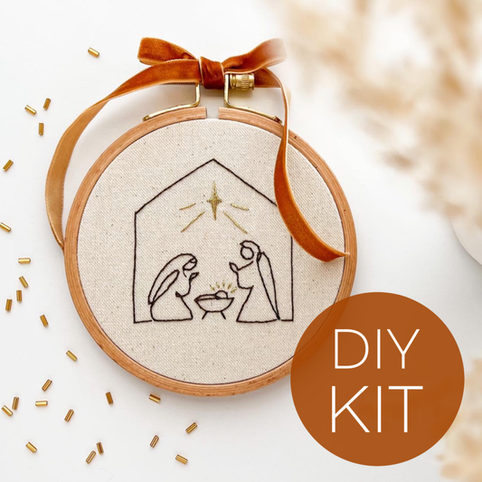 Nativity scene embroidery kit, Christmas embroidery diy kit