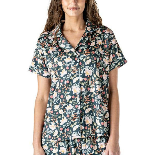 Hello Mello Satin Pajama Top | Petal to the Metal