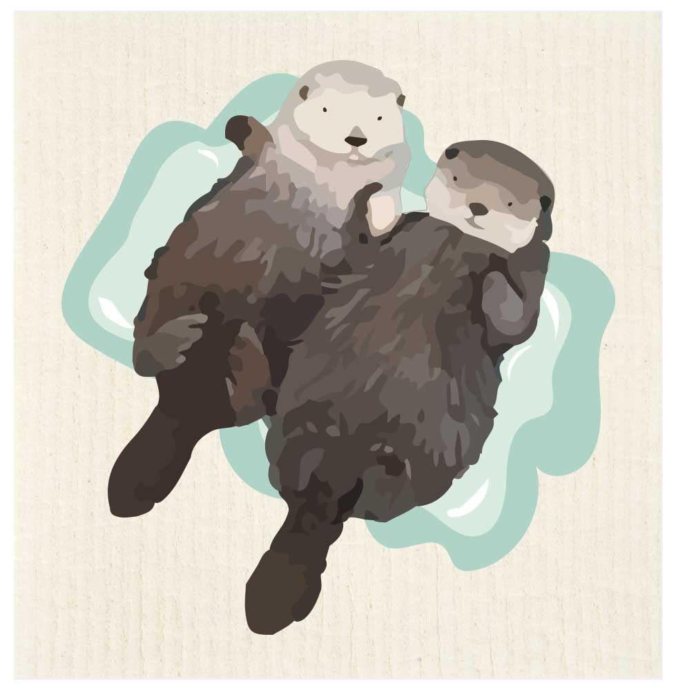 Sea Otter Duo Swedish Dishcloth