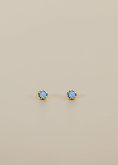 Simple Stud - Fire Opal- Gold Earrings