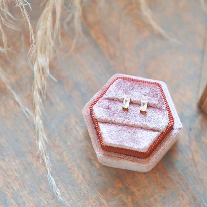 Crystal baguette stud earrings multiple colors
