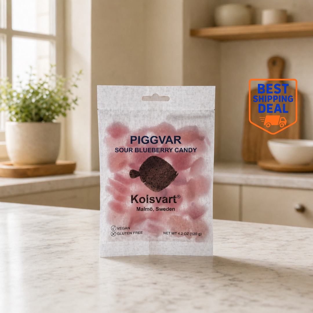 Kolsvart Piggvar Sour Blueberry Candy Fish 4.25oz