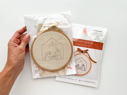 Nativity scene embroidery kit, Christmas embroidery diy kit