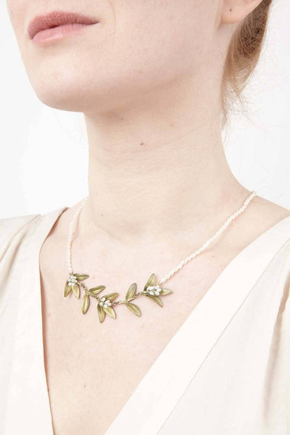 Flowering Myrtle Contour Pearl Necklace - 16" Adj.