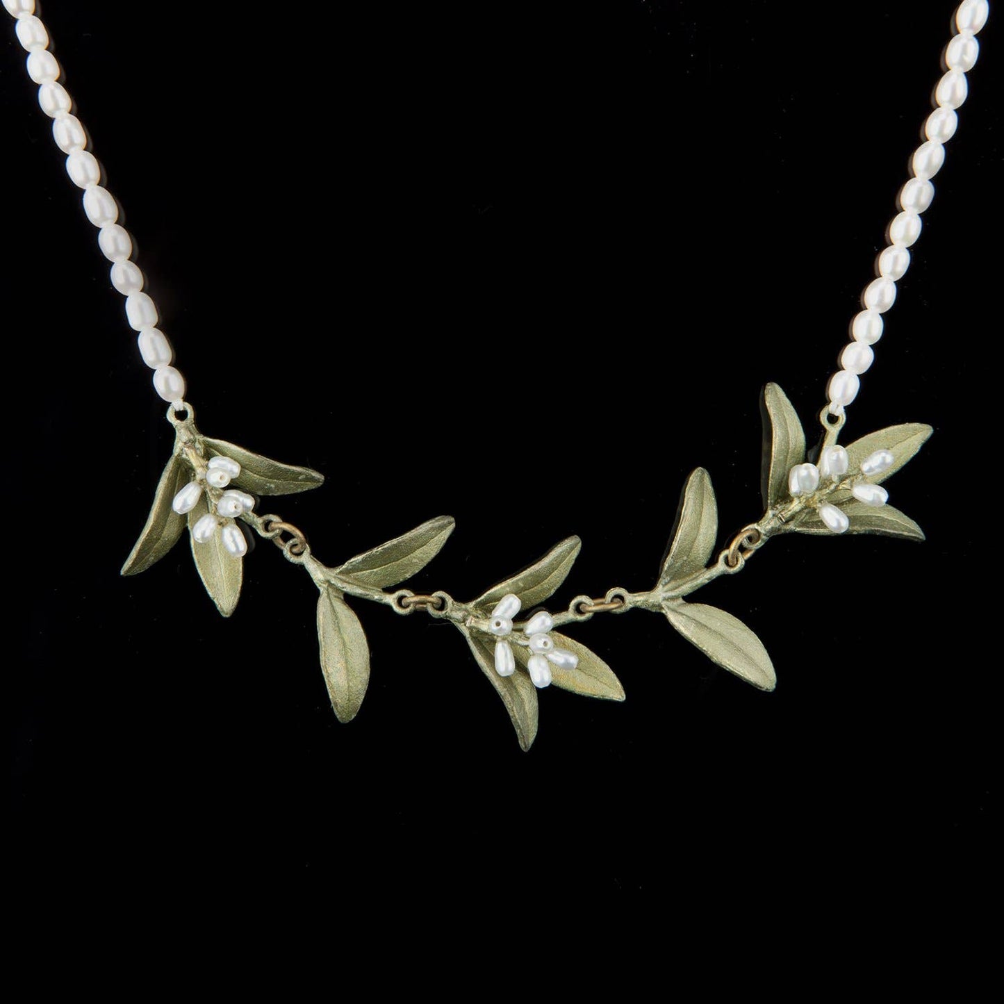 Flowering Myrtle Contour Pearl Necklace - 16" Adj.