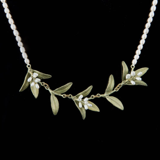 Flowering Myrtle Contour Pearl Necklace - 16" Adj.