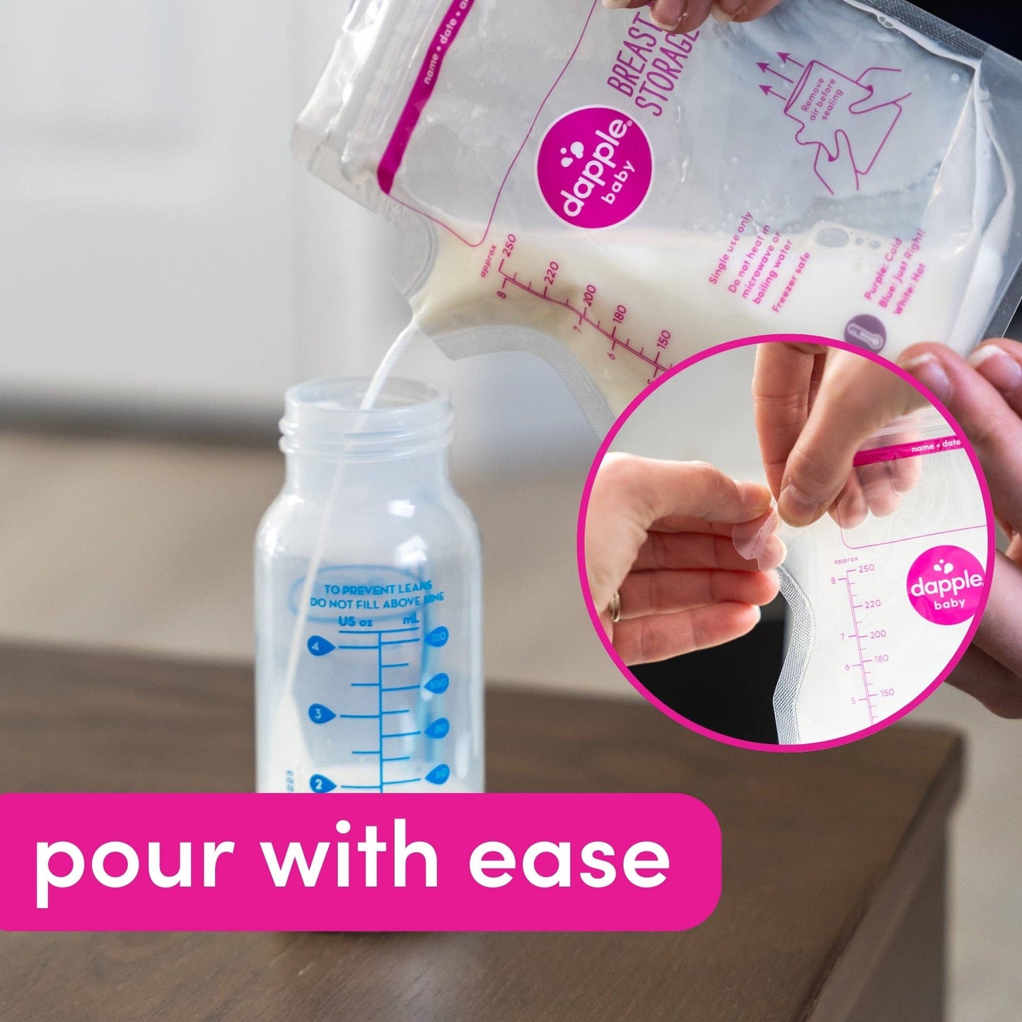Dapple Baby Breast Milk Storage Easy Pour Bags, 50ct (Case of 8)