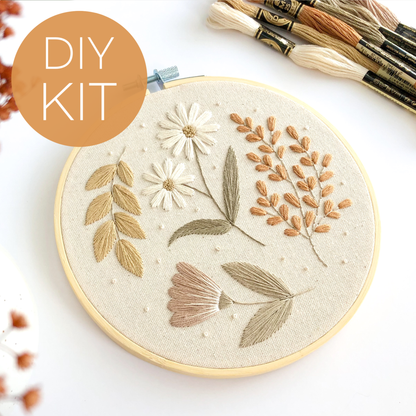 Floral Embroidery DIY Kit, modern embroidery craft kit