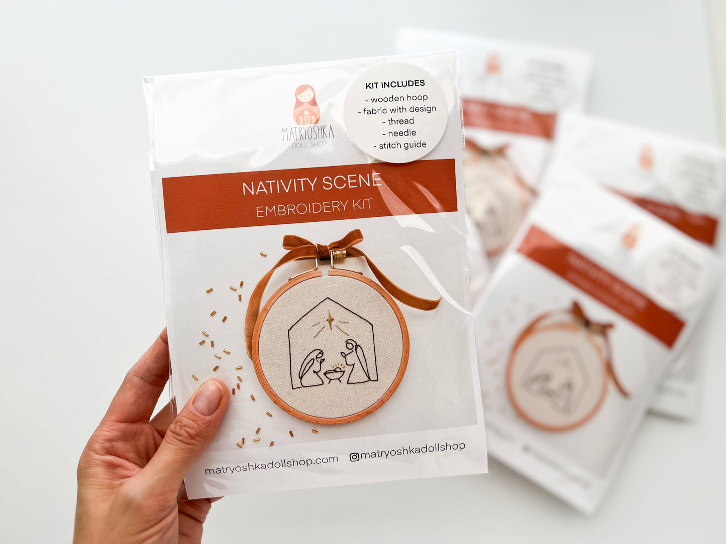 Nativity scene embroidery kit, Christmas embroidery diy kit