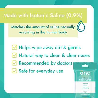 Ona Saline Nose Wipes, Unscented 60ct (3 Pack)