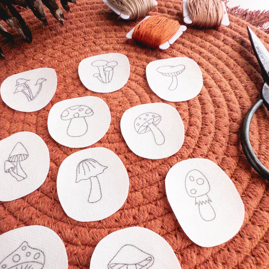 Mini Mushroom Stick and Stitch Embroidery Patterns
